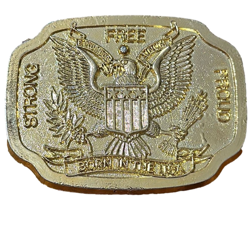 BORN IN THE U.S.A. USA STRONG FREE PROUD PATRIOTIC SEAL EAGLE BELT BUCKLE